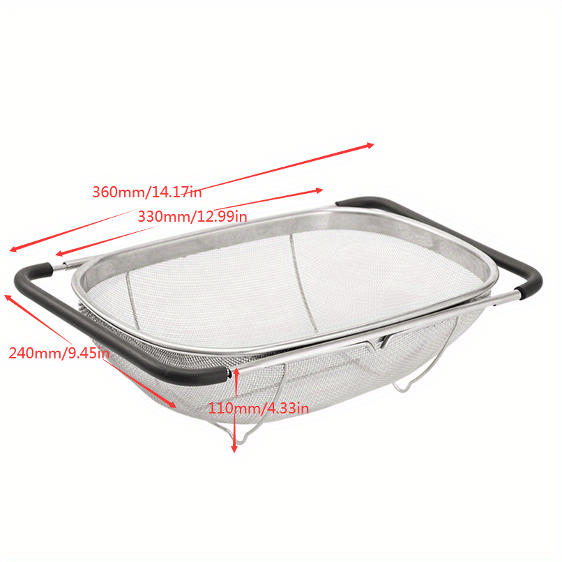 Extendable Stainless Steel Colander with Fine Mesh and Drain Basket