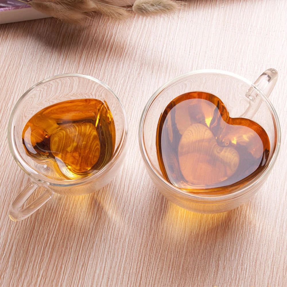 Heart Shaped Double Wall Glass Mug