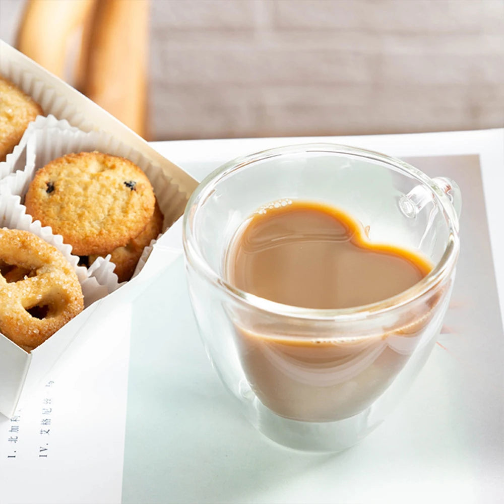 Heart Shaped Double Wall Glass Mug