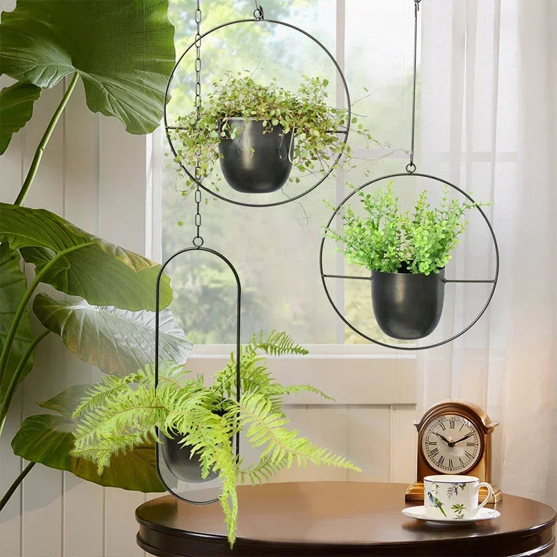 Nordic Metal Hanging Chain Flower Basket Plant