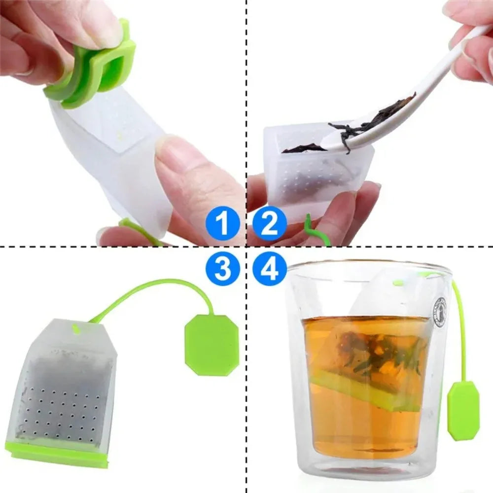 4pcs Reusable Silicone Tea Infuser Bag