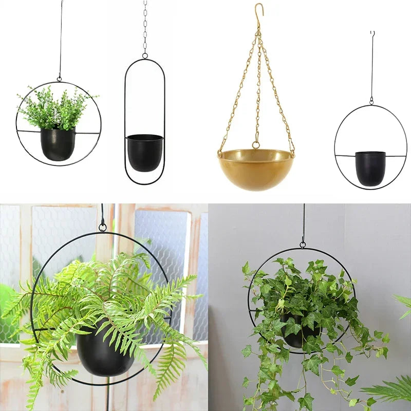 Nordic Metal Hanging Chain Flower Basket Plant