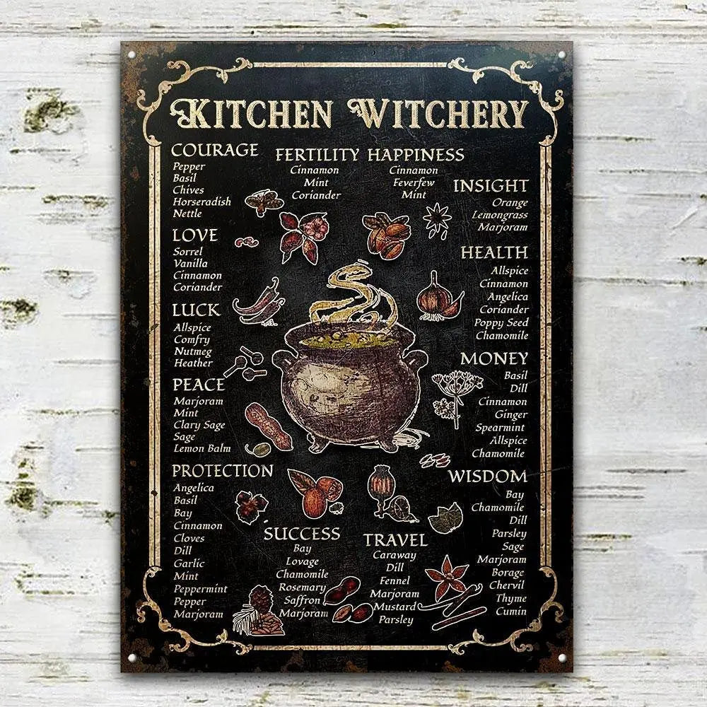 Kitchen Witch Metal Sign