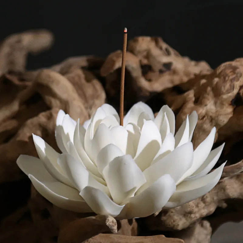 Ceramic White Lotus Incense Burner