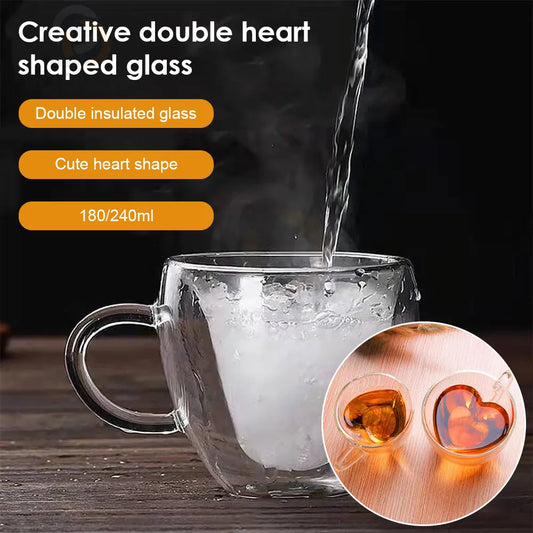 Heart Shaped Double Wall Glass Mug