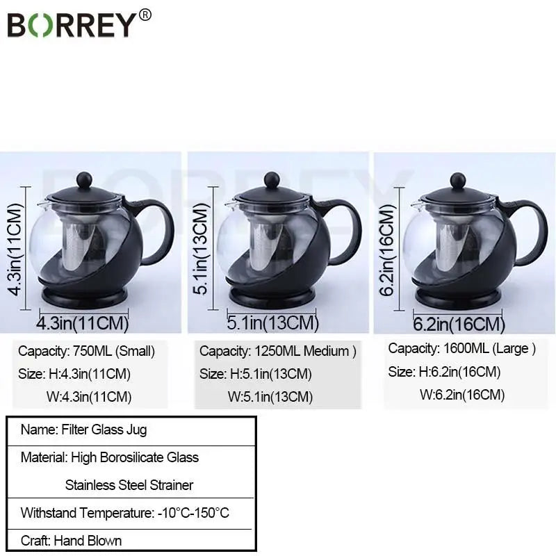 BORREY Half Moon Teapot With Removable Infuser