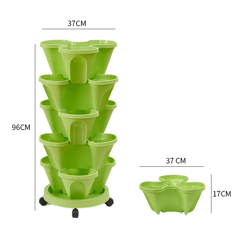 Three-Petal Pot Decoration 1PC Plastic Stackable Vertical Flower Plant Pot