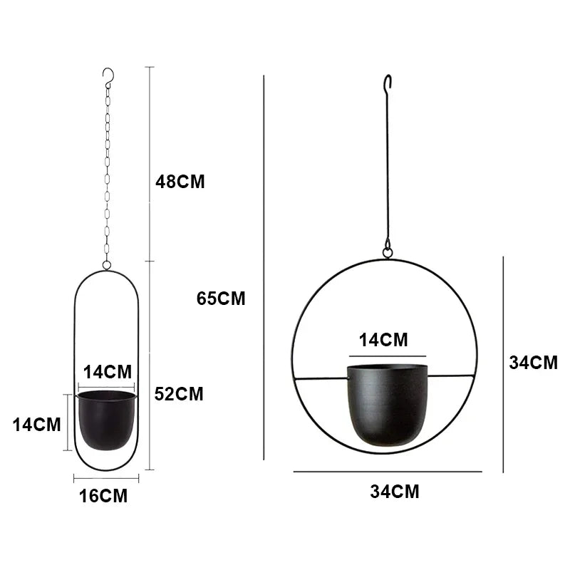 Nordic Metal Hanging Chain Flower Basket Plant