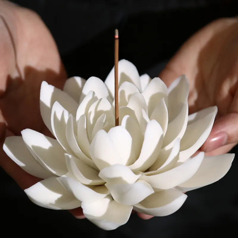 Ceramic White Lotus Incense Burner